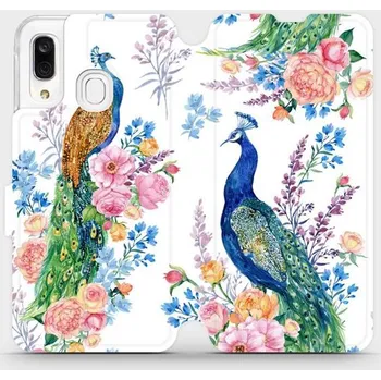 Pouzdro na mobilní telefon Flipové pouzdro Mobiwear - Samsung Galaxy A40 - MX08S Pávi (Knížkové flip pouzdro, obal, kryt na mobil Samsung Galaxy A40 - MX08S Pávi, materiál Umělá kůže + TPU - ochrana 360°, stojánek, silikonová vanička, magnetické zavírání)