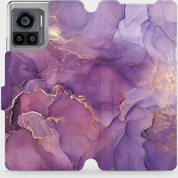 Pouzdro na mobilní telefon Flipové pouzdro Mobiwear - Motorola Edge 30 Ultra - VP20S Fialový mramor (Knížkové flip pouzdro, obal, kryt na mobil Motorola Edge 30 Ultra - VP20S Fialový mramor, materiál Umělá kůže + TPU - ochrana 360°, stojánek, silikonová vanička, magnetické zavírání