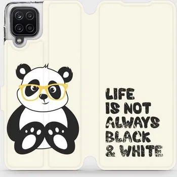Pouzdro na mobilní telefon Flipové pouzdro Mobiwear - Samsung Galaxy A12 - M041S Panda - life is not always black and white (Knížkové flip pouzdro, obal, kryt na mobil Samsung Galaxy A12 - M041S Panda - life is not always black and white, materiál Umělá kůže + TPU - ochrana 360°,)