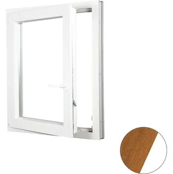 Okno ALUPLAST Plastové okno jednokřídlo zlatý dub/bílé 50x80 Otvírání: Levé, Zasklení: Dvojsklo Ug= 1,1