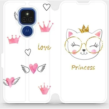 Pouzdro na mobilní telefon Flipové pouzdro Mobiwear - Motorola Moto E7 Plus - MH03S Kočička princess (Knížkové flip pouzdro, obal, kryt na mobil Motorola Moto E7 Plus - MH03S Kočička princess, materiál Umělá kůže + TPU - ochrana 360°, stojánek, silikonová vanička, magnetické zavírá