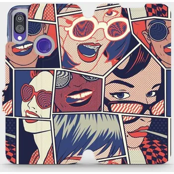 Pouzdro na mobilní telefon Flipové pouzdro Mobiwear - Xiaomi Redmi Note 7 - VP18P Komiks (Knížkové flip pouzdro, obal, kryt na mobil Xiaomi Redmi Note 7 - VP18P Komiks, materiál Umělá kůže + TPU - ochrana 360°, stojánek, silikonová vanička, magnetické zavírání)