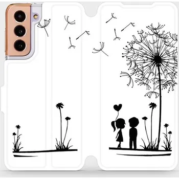 Pouzdro na mobilní telefon Flipové pouzdro Mobiwear - Samsung Galaxy S21 5G - MH16P Dvojice s pampeliškou (Knížkové flip pouzdro, obal, kryt na mobil Samsung Galaxy S21 5G - MH16P Dvojice s pampeliškou, materiál Umělá kůže + TPU - ochrana 360°, stojánek, silikonová vanička,)