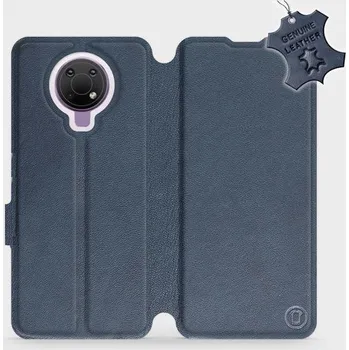 Pouzdro na mobilní telefon Kožené flip pouzdro Mobiwear - Nokia G10 - Modré (Kožené knížkové pouzdro, obal, kryt na mobil Nokia G10, Modré, materiál Genuine Leather, ochrana 360°, stojánek, silikonová vanička, magnetické zavírání)