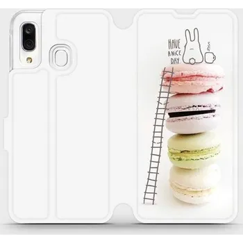 Pouzdro na mobilní telefon Flipové pouzdro Mobiwear - Samsung Galaxy A40 - M090P Makronky - have a nice day (Knížkové flip pouzdro, obal, kryt na mobil Samsung Galaxy A40 - M090P Makronky - have a nice day, materiál Umělá kůže + TPU - ochrana 360°, stojánek, silikonová vanička,)