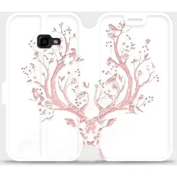 Pouzdro na mobilní telefon Flipové pouzdro Mobiwear - Samsung Xcover 4 - M007S Růžový jelínek (Knížkové flip pouzdro, obal, kryt na mobil Samsung Xcover 4 - M007S Růžový jelínek, materiál Umělá kůže + TPU - ochrana 360°, stojánek, silikonová vanička, magnetické zavírání)