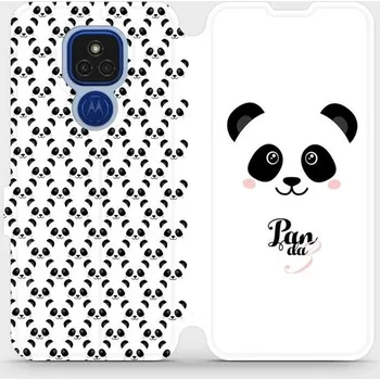 Pouzdro na mobilní telefon Flipové pouzdro Mobiwear - Motorola Moto E7 Plus - M030P Panda Amálka (Knížkové flip pouzdro, obal, kryt na mobil Motorola Moto E7 Plus - M030P Panda Amálka, materiál Umělá kůže + TPU - ochrana 360°, stojánek, silikonová vanička, magnetické zavírání)