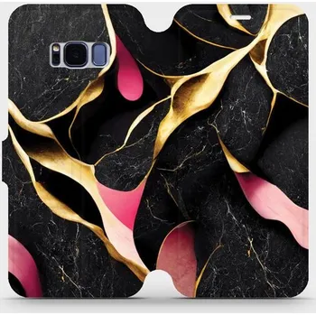 Pouzdro na mobilní telefon Flipové pouzdro Mobiwear - Samsung Galaxy S8 - VP35S Černý a zlatavý mramor (Knížkové flip pouzdro, obal, kryt na mobil Samsung Galaxy S8 - VP35S Černý a zlatavý mramor, materiál Umělá kůže + TPU - ochrana 360°, stojánek, silikonová vanička, magnetické)