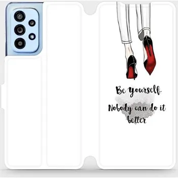 Pouzdro na mobilní telefon Flipové pouzdro Mobiwear - Samsung Galaxy A53 5G - M046P Be yourself (Knížkové flip pouzdro, obal, kryt na mobil Samsung Galaxy A53 5G - M046P Be yourself, materiál Umělá kůže + TPU - ochrana 360°, stojánek, silikonová vanička, magnetické zavírání)
