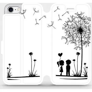 Pouzdro na mobilní telefon Flipové pouzdro Mobiwear - Apple iPhone 7 - MH16P Dvojice s pampeliškou (Knížkové flip pouzdro, obal, kryt na mobil Apple iPhone 7 - MH16P Dvojice s pampeliškou, materiál Umělá kůže + TPU - ochrana 360°, stojánek, silikonová vanička, magnetické zavírání)