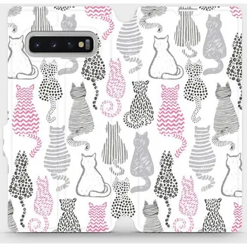 Pouzdro na mobilní telefon Flipové pouzdro Mobiwear - Samsung Galaxy S10 Plus - MX01S Kočičí zádíčka (Knížkové flip pouzdro, obal, kryt na mobil Samsung Galaxy S10 Plus - MX01S Kočičí zádíčka, materiál Umělá kůže + TPU - ochrana 360°, stojánek, silikonová vanička, magnetické zavírá