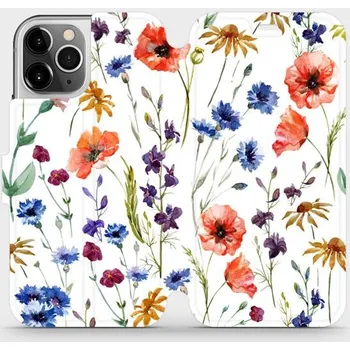 Pouzdro na mobilní telefon Flipové pouzdro Mobiwear - Apple iPhone 12 Pro - MP04S Luční kvítí (Knížkové flip pouzdro, obal, kryt na mobil Apple iPhone 12 Pro - MP04S Luční kvítí, materiál Umělá kůže + TPU - ochrana 360°, stojánek, silikonová vanička, magnetické zavírání)