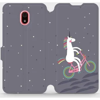 Pouzdro na mobilní telefon Flipové pouzdro Mobiwear - Xiaomi Redmi 8A - V024P Jednorožec na kole (Knížkové flip pouzdro, obal, kryt na mobil Xiaomi Redmi 8A - V024P Jednorožec na kole, materiál Umělá kůže + TPU - ochrana 360°, stojánek, silikonová vanička, magnetické zavírání)