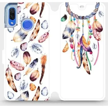Pouzdro na mobilní telefon Flipové pouzdro Mobiwear - Huawei Nova 3 - M003S Lapač a barevná pírka (Knížkové flip pouzdro, obal, kryt na mobil Huawei Nova 3 - M003S Lapač a barevná pírka, materiál Umělá kůže + TPU - ochrana 360°, stojánek, silikonová vanička, magnetické zavírání)