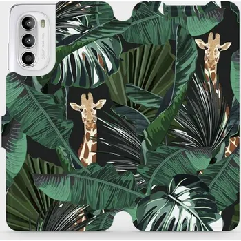 Pouzdro na mobilní telefon Flipové pouzdro Mobiwear - Motorola Moto G52 - VP06P Žirafky (Knížkové flip pouzdro, obal, kryt na mobil Motorola Moto G52 - VP06P Žirafky, materiál Umělá kůže + TPU - ochrana 360°, stojánek, silikonová vanička, magnetické zavírání)