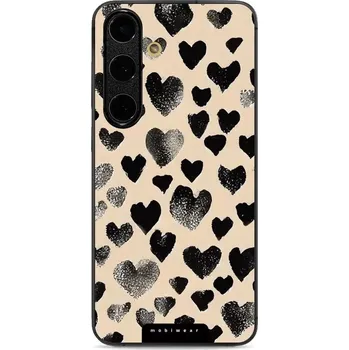 Pouzdro na mobilní telefon Lesklý kryt Mobiwear Glossy - Samsung Galaxy S24 FE - GA51G Černá srdíčka (Prémiové lesklé pouzdro, obal, kryt Mobiwear Glossy na mobil Samsung Galaxy S24 FE - GA51G Černá srdíčka, materiál Plast + TPU silikon - krytí po všech stranách, neošoupatelný)