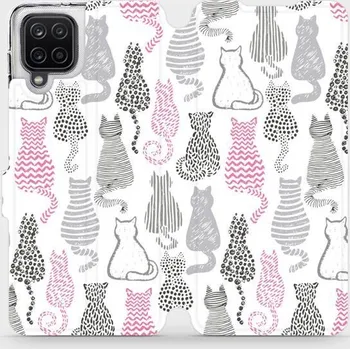 Pouzdro na mobilní telefon Flipové pouzdro Mobiwear - Samsung Galaxy A12 - MX01S Kočičí zádíčka (Knížkové flip pouzdro, obal, kryt na mobil Samsung Galaxy A12 - MX01S Kočičí zádíčka, materiál Umělá kůže + TPU - ochrana 360°, stojánek, silikonová vanička, magnetické zavírání)