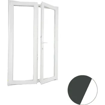 Okno ALUPLAST Plastové dvoukřídlé balkonové dveře s oboustrannou klikou antracit/bílé 140x200 Otvírání: Pravé