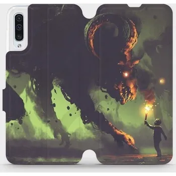 Pouzdro na mobilní telefon Flipové pouzdro Mobiwear - Samsung Galaxy A50 - VA08P Příšera a kluk s pochodní (Knížkové flip pouzdro, obal, kryt na mobil Samsung Galaxy A50 - VA08P Příšera a kluk s pochodní, materiál Umělá kůže + TPU - ochrana 360°, stojánek, silikonová vanička,)