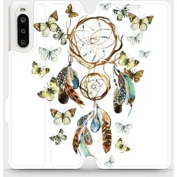 Pouzdro na mobilní telefon Flipové pouzdro Mobiwear - Sony Xperia 10 II - M001P Lapač a motýlci (Knížkové flip pouzdro, obal, kryt na mobil Sony Xperia 10 II - M001P Lapač a motýlci, materiál Umělá kůže + TPU - ochrana 360°, stojánek, silikonová vanička, magnetické zavírání)