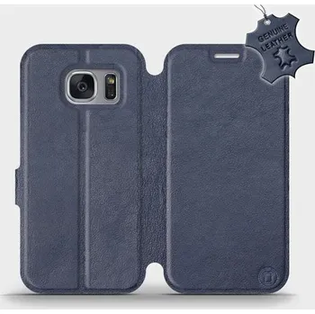 Pouzdro na mobilní telefon Kožené flip pouzdro Mobiwear - Samsung Galaxy S7 Edge - Modré (Kožené knížkové pouzdro, obal, kryt na mobil Samsung Galaxy S7 Edge, Modré, materiál Genuine Leather, ochrana 360°, stojánek, silikonová vanička, magnetické zavírání)