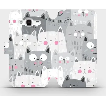 Pouzdro na mobilní telefon Flipové pouzdro Mobiwear - Samsung Galaxy J3 2016 - M099P Kočičky (Knížkové flip pouzdro, obal, kryt na mobil Samsung Galaxy J3 2016 - M099P Kočičky, materiál Umělá kůže + TPU - ochrana 360°, stojánek, silikonová vanička, magnetické zavírání)