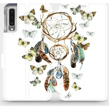 Pouzdro na mobilní telefon Flipové pouzdro Mobiwear - Samsung Galaxy A7 2018 - M001P Lapač a motýlci (Knížkové flip pouzdro, obal, kryt na mobil Samsung Galaxy A7 2018 - M001P Lapač a motýlci, materiál Umělá kůže + TPU - ochrana 360°, stojánek, silikonová vanička, magnetické zavírá