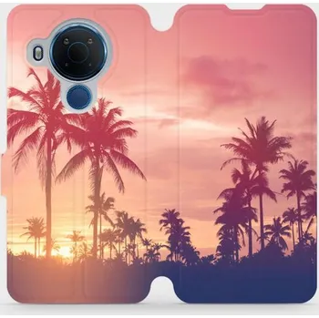 Pouzdro na mobilní telefon Flipové pouzdro Mobiwear - Nokia 5.4 - M134P Palmy a růžová obloha (Knížkové flip pouzdro, obal, kryt na mobil Nokia 5.4 - M134P Palmy a růžová obloha, materiál Umělá kůže + TPU - ochrana 360°, stojánek, silikonová vanička, magnetické zavírání)