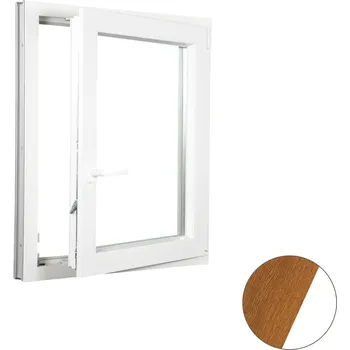Okno ALUPLAST Plastové okno jednokřídlo zlatý dub/bílé 90x110 Otvírání: Pravé, Zasklení: Dvojsklo Ug= 1,1