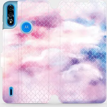 Pouzdro na mobilní telefon Flipové pouzdro Mobiwear - Motorola Moto E7 Power - MR02S Vodovkové obrazce (Knížkové flip pouzdro, obal, kryt na mobil Motorola Moto E7 Power - MR02S Vodovkové obrazce, materiál Umělá kůže + TPU - ochrana 360°, stojánek, silikonová vanička, magnetické)