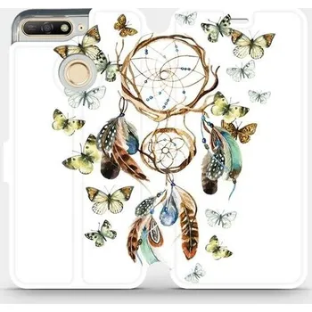 Pouzdro na mobilní telefon Flipové pouzdro Mobiwear - Honor 7A - M001P Lapač a motýlci (Knížkové flip pouzdro, obal, kryt na mobil Honor 7A - M001P Lapač a motýlci, materiál Umělá kůže + TPU - ochrana 360°, stojánek, silikonová vanička, magnetické zavírání)