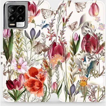 Pouzdro na mobilní telefon Flipové pouzdro Mobiwear - Realme 8 - MP01S Rozkvetlá louka (Knížkové flip pouzdro, obal, kryt na mobil Realme 8 - MP01S Rozkvetlá louka, materiál Umělá kůže + TPU - ochrana 360°, stojánek, silikonová vanička, magnetické zavírání)