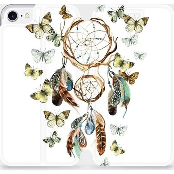 Pouzdro na mobilní telefon Flipové pouzdro Mobiwear - Apple iPhone 7 - M001P Lapač a motýlci (Knížkové flip pouzdro, obal, kryt na mobil Apple iPhone 7 - M001P Lapač a motýlci, materiál Umělá kůže + TPU - ochrana 360°, stojánek, silikonová vanička, magnetické zavírání)