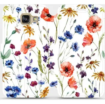 Pouzdro na mobilní telefon Flipové pouzdro Mobiwear - Samsung Galaxy A3 2016 - MP04S Luční kvítí (Knížkové flip pouzdro, obal, kryt na mobil Samsung Galaxy A3 2016 - MP04S Luční kvítí, materiál Umělá kůže + TPU - ochrana 360°, stojánek, silikonová vanička, magnetické zavírání)