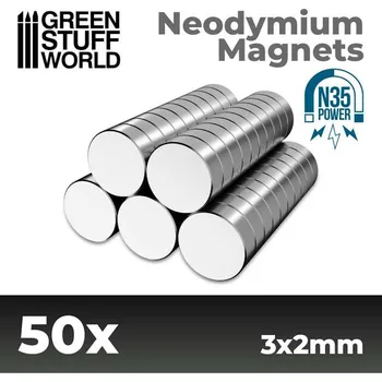 Příslušenství k deskovým hrám Green Stuff World Neodymium Magnets 3x2mm - 50ks (N35) (Green Stuff World)
