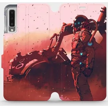 Pouzdro na mobilní telefon Flipové pouzdro Mobiwear - Samsung Galaxy A7 2018 - MA09S Průzkumník s červeným vozítkem (Knížkové flip pouzdro, obal, kryt na mobil Samsung Galaxy A7 2018 - MA09S Průzkumník s červeným vozítkem, materiál Umělá kůže + TPU - ochrana 360°, stojánek,)