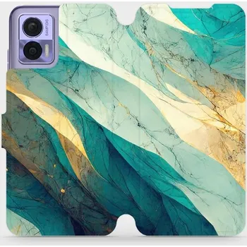 Pouzdro na mobilní telefon Flipové pouzdro Mobiwear - Motorola Edge 30 Neo - VP37S Zlatavý a zelenkavý mramor (Knížkové flip pouzdro, obal, kryt na mobil Motorola Edge 30 Neo - VP37S Zlatavý a zelenkavý mramor, materiál Umělá kůže + TPU - ochrana 360°, stojánek, silikonová vanička,