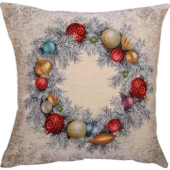 Vánoční dekorace Dekorační polštář stříbrný vánoční věnec, 45x45 cm