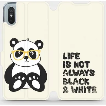 Pouzdro na mobilní telefon Flipové pouzdro Mobiwear - Xiaomi Redmi 9A / 9AT - M041S Panda - life is not always black and white (Knížkové flip pouzdro, obal, kryt na mobil Xiaomi Redmi 9A / 9AT - M041S Panda - life is not always black and white, materiál Umělá kůže + TPU - ochrana)
