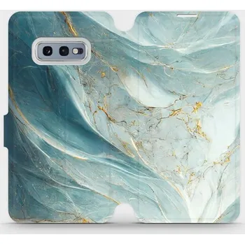 Pouzdro na mobilní telefon Flipové pouzdro Mobiwear - Samsung Galaxy S10e - VP34S Zelenkavý a zlatavý mramor (Knížkové flip pouzdro, obal, kryt na mobil Samsung Galaxy S10e - VP34S Zelenkavý a zlatavý mramor, materiál Umělá kůže + TPU - ochrana 360°, stojánek, silikonová vanička,)