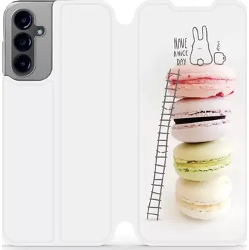 Pouzdro na mobilní telefon Flipové pouzdro Mobiwear - Samsung Galaxy A14 LTE / 5G - M090P Makronky (Knížkové flip pouzdro, obal, kryt na mobil Samsung Galaxy A14 LTE / 5G - M090P Makronky, materiál Umělá kůže + TPU - ochrana 360°, stojánek, silikonová vanička, magnetické zavírání)