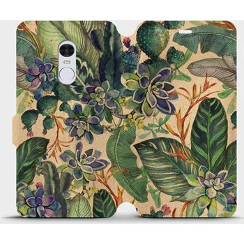 Pouzdro na mobilní telefon Flipové pouzdro Mobiwear - Xiaomi Redmi Note 4 Global - VP05S Sukulenty (Knížkové flip pouzdro, obal, kryt na mobil Xiaomi Redmi Note 4 Global - VP05S Sukulenty, materiál Umělá kůže + TPU - ochrana 360°, stojánek, silikonová vanička, magnetické zavírání)