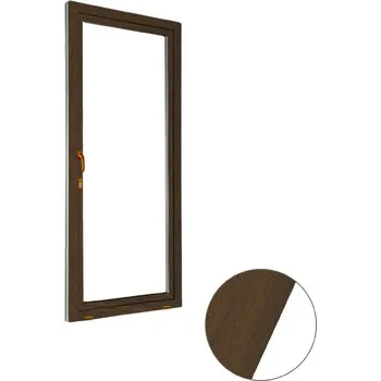 Okno ALUPLAST Plastové jednokřídlové balkonové dveře s oboustrannou klikou ořech/bílé 90x210 Levé