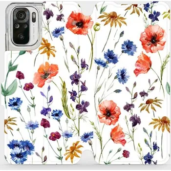 Pouzdro na mobilní telefon Flipové pouzdro Mobiwear - Xiaomi Redmi Note 10s - MP04S Luční kvítí (Knížkové flip pouzdro, obal, kryt na mobil Xiaomi Redmi Note 10s - MP04S Luční kvítí, materiál Umělá kůže + TPU - ochrana 360°, stojánek, silikonová vanička, magnetické zavírání)
