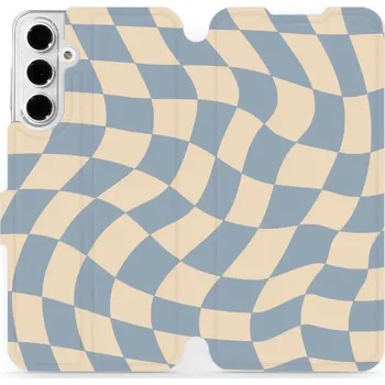 Flipové pouzdro Mobiwear - Samsung Galaxy A16 / A16 5G - VA59S Modrá a béžová šachovnice (Knížkové flip pouzdro, obal, kryt na mobil Samsung Galaxy A16 / A16 5G - VA59S Modrá a béžová šachovnice, materiál Umělá kůže + TPU - ochrana 360°, stojánek,)