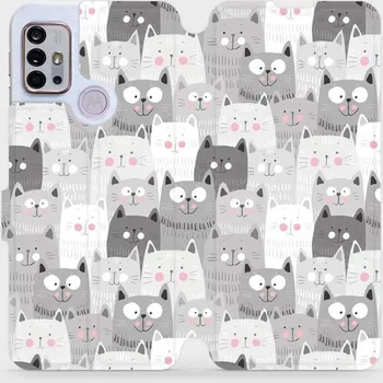 Pouzdro na mobilní telefon Flipové pouzdro Mobiwear - Motorola Moto G10 - M099P Kočičky (Knížkové flip pouzdro, obal, kryt na mobil Motorola Moto G10 - M099P Kočičky, materiál Umělá kůže + TPU - ochrana 360°, stojánek, silikonová vanička, magnetické zavírání)