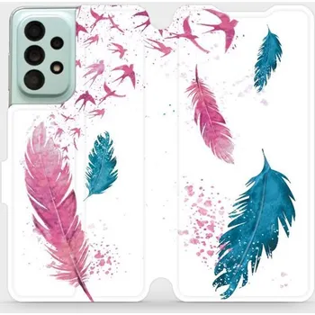 Pouzdro na mobilní telefon Flipové pouzdro Mobiwear - Samsung Galaxy A33 5G - MR08S Pírka (Knížkové flip pouzdro, obal, kryt na mobil Samsung Galaxy A33 5G - MR08S Pírka, materiál Umělá kůže + TPU - ochrana 360°, stojánek, silikonová vanička, magnetické zavírání)