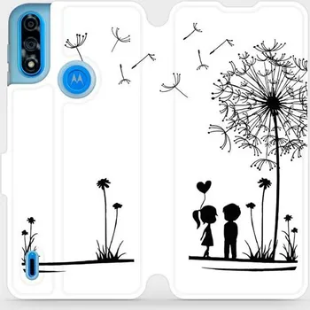 Pouzdro na mobilní telefon Flipové pouzdro Mobiwear - Motorola Moto E7 Power - MH16P Dvojice s pampeliškou (Knížkové flip pouzdro, obal, kryt na mobil Motorola Moto E7 Power - MH16P Dvojice s pampeliškou, materiál Umělá kůže + TPU - ochrana 360°, stojánek, silikonová vanička,)