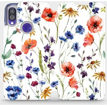 Pouzdro na mobilní telefon Flipové pouzdro Mobiwear - Xiaomi Redmi Note 7 - MP04S Luční kvítí (Knížkové flip pouzdro, obal, kryt na mobil Xiaomi Redmi Note 7 - MP04S Luční kvítí, materiál Umělá kůže + TPU - ochrana 360°, stojánek, silikonová vanička, magnetické zavírání)