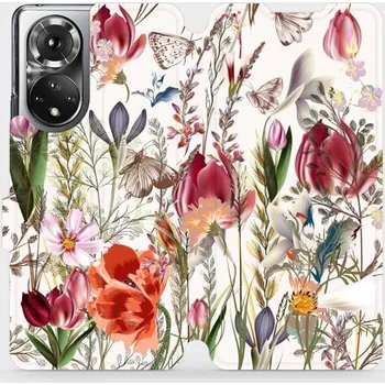 Pouzdro na mobilní telefon Flipové pouzdro Mobiwear - Honor 50 - MP01S Rozkvetlá louka (Knížkové flip pouzdro, obal, kryt na mobil Honor 50 - MP01S Rozkvetlá louka, materiál Umělá kůže + TPU - ochrana 360°, stojánek, silikonová vanička, magnetické zavírání)